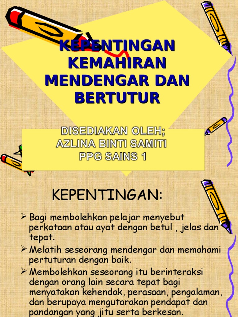 Kepentingan Kemahiran Mendengar Dan Bertutur Pdf