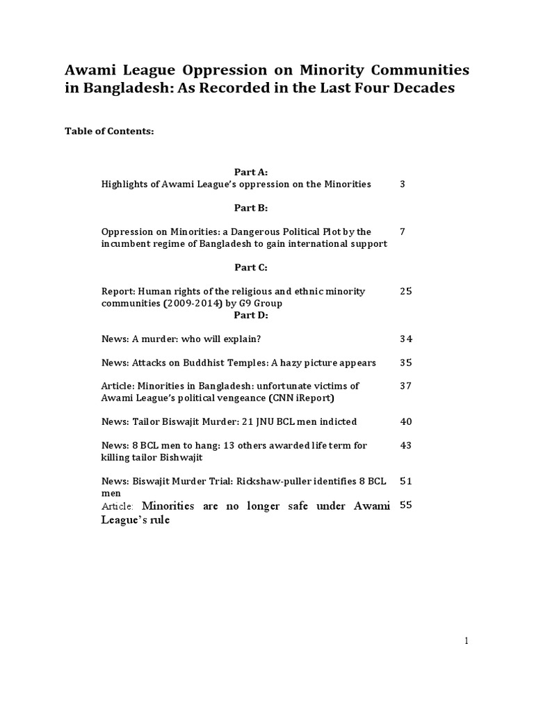 Awami League's Oppression of Minorities | PDF | South Asia | Bangladesh