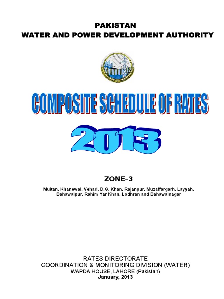 WAPDA WCSR-2013 Zone-3 Rates Guide | PDF | Litre | Ton