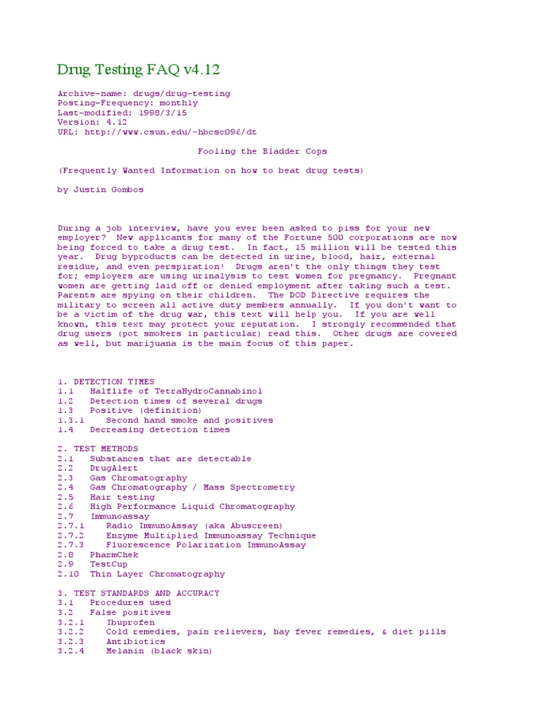 Drug Testing: How to Beat the System | PDF | Drug Test | Gas Chromatography