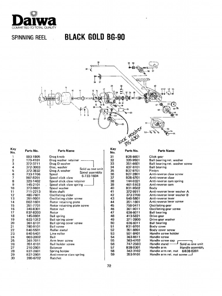 daiwa bg 3000 spinning reel parts manual Carrete Daiwa BG90 Despiece