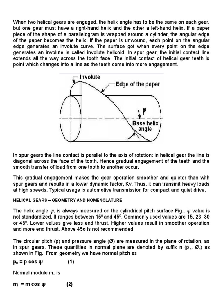 p = P Cos Ψ (1) Helical Gears Geometry And Nomenclature PDF
