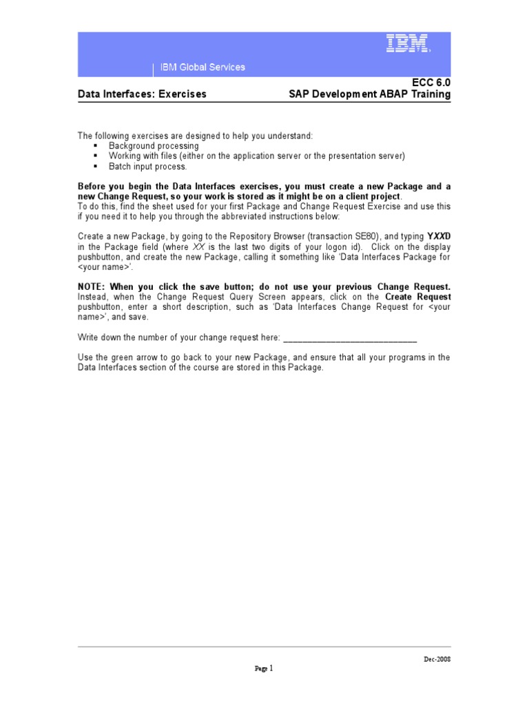 SAP ABAP Data Interfaces Exercises | PDF | Computing | Software