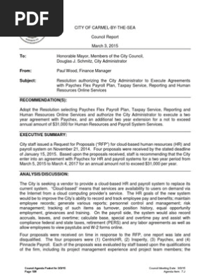 Paychex Flex Payroll Plan, Taxpay Service, Reporting, Human Resources Online Services 03-03-15