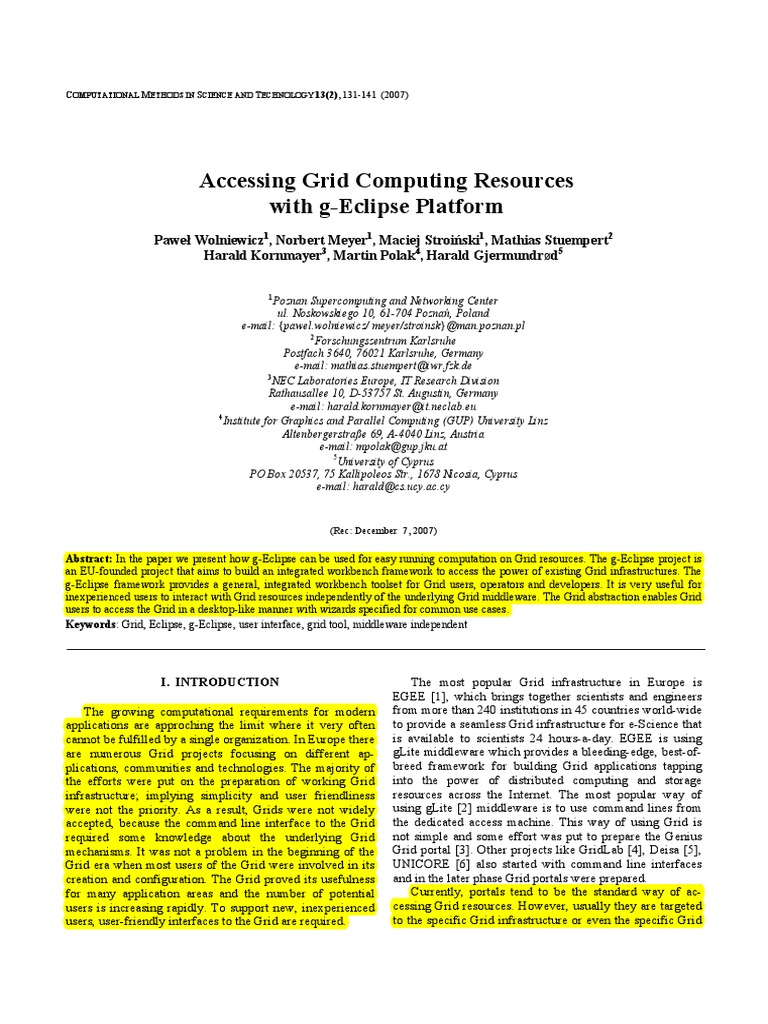 Accessing Grid Resources with g-Eclipse | PDF | Grid Computing ...