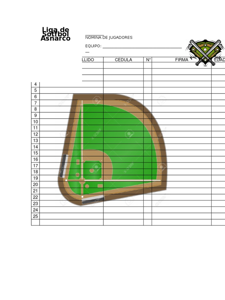 Formato de Roster Softball | PDF