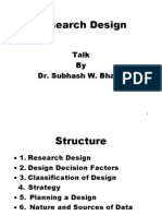 Research Design: Talk by Dr. Subhash W. Bhave