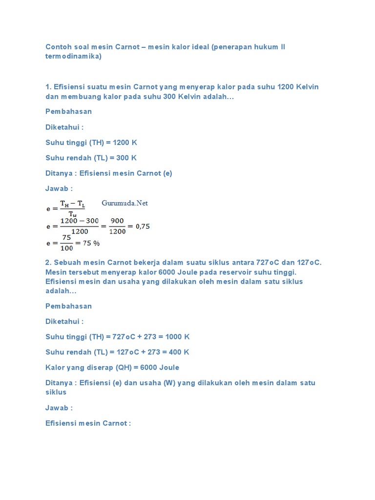 Contoh Soal Mesin Carnot