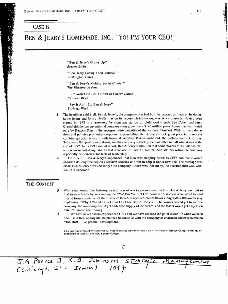Ben & Jerry Case | PDF