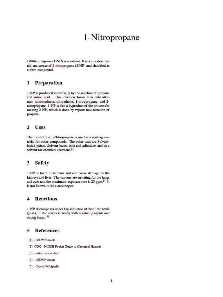 1-Nitropropane: 1 Preparation | PDF