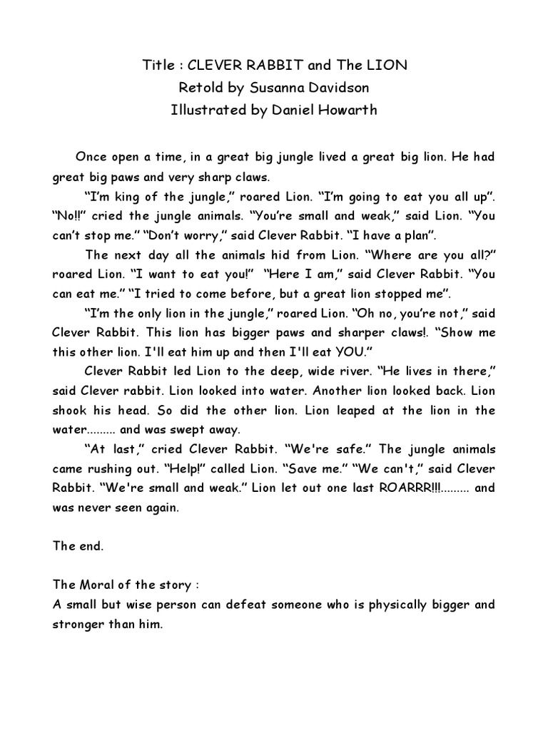 Clever Rabbit and The Lion | PDF