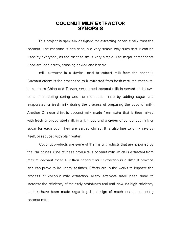 A Simple Coconut Milk Extractor Design, Working Principle, and