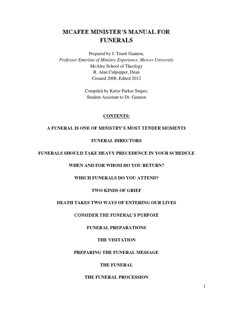 Minister's Guide to Conducting Funerals | PDF | Funeral | Grief