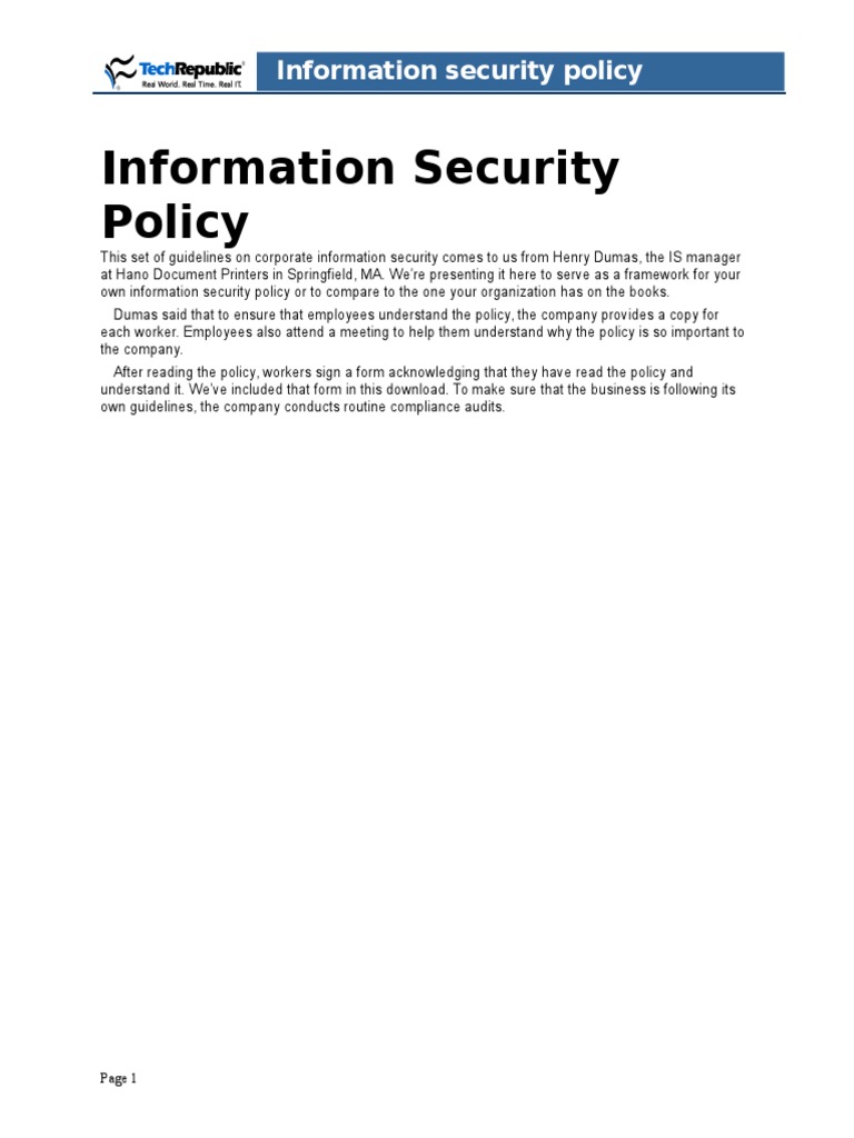 Information Security Policy | PDF