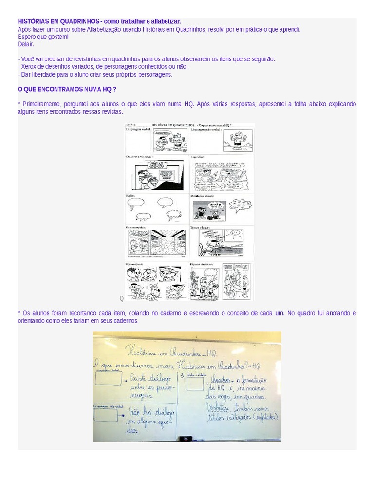 Alfabetização com Histórias em Quadrinhos | PDF | Quadrinhos ...