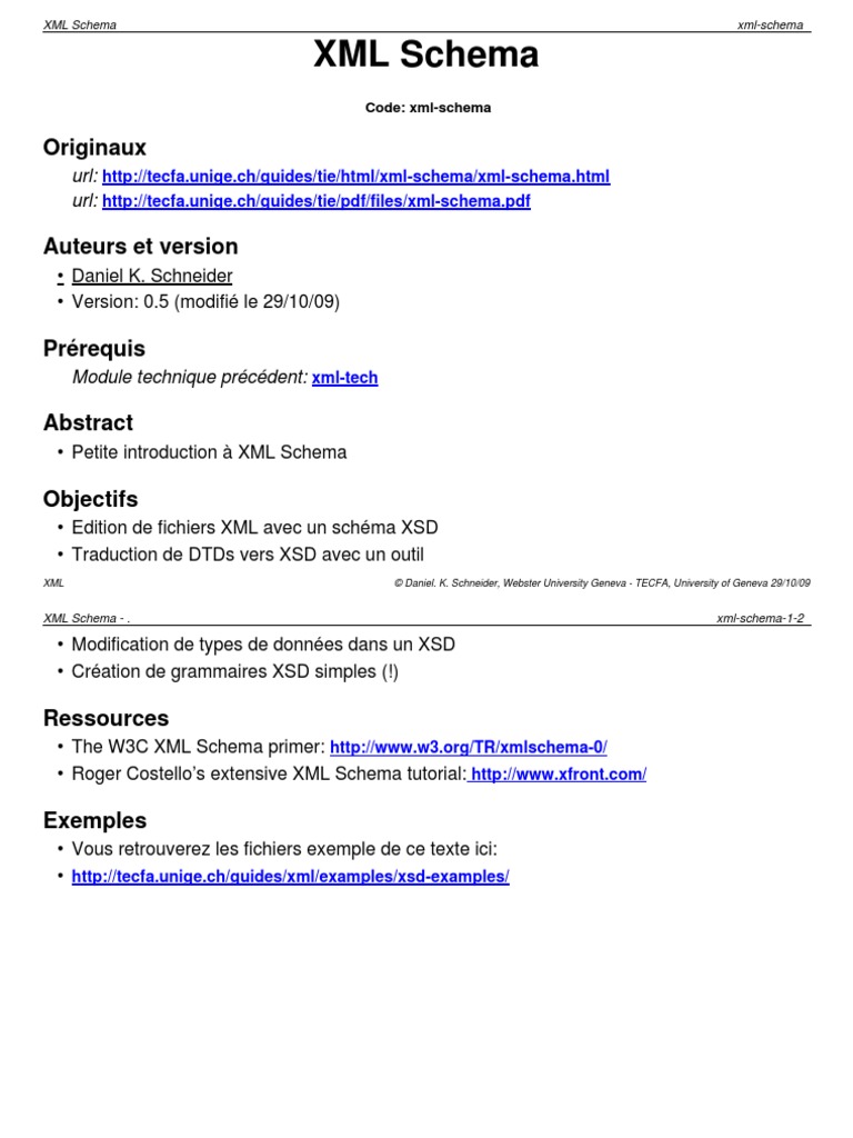 XML Schema PDF | PDF | XML | Protocoles de communication