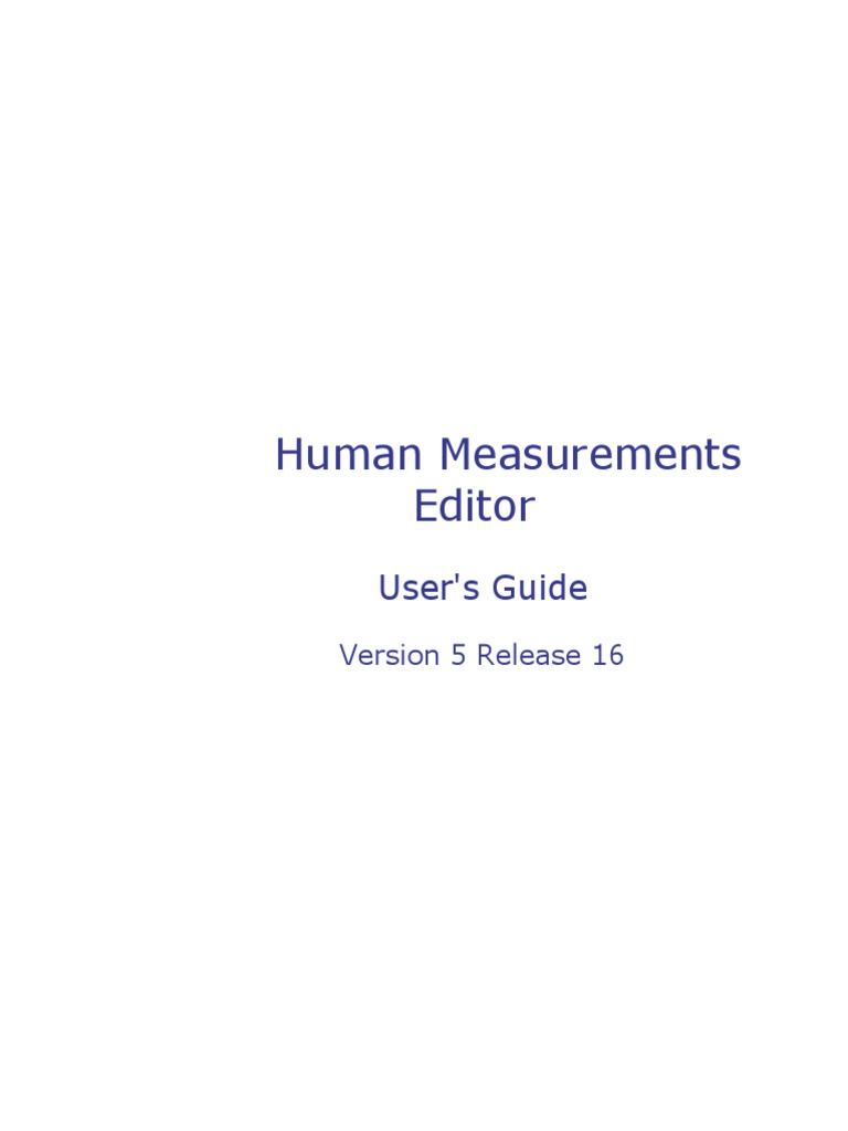 Human Measurements Editor: User's Guide | PDF | Anthropometry ...