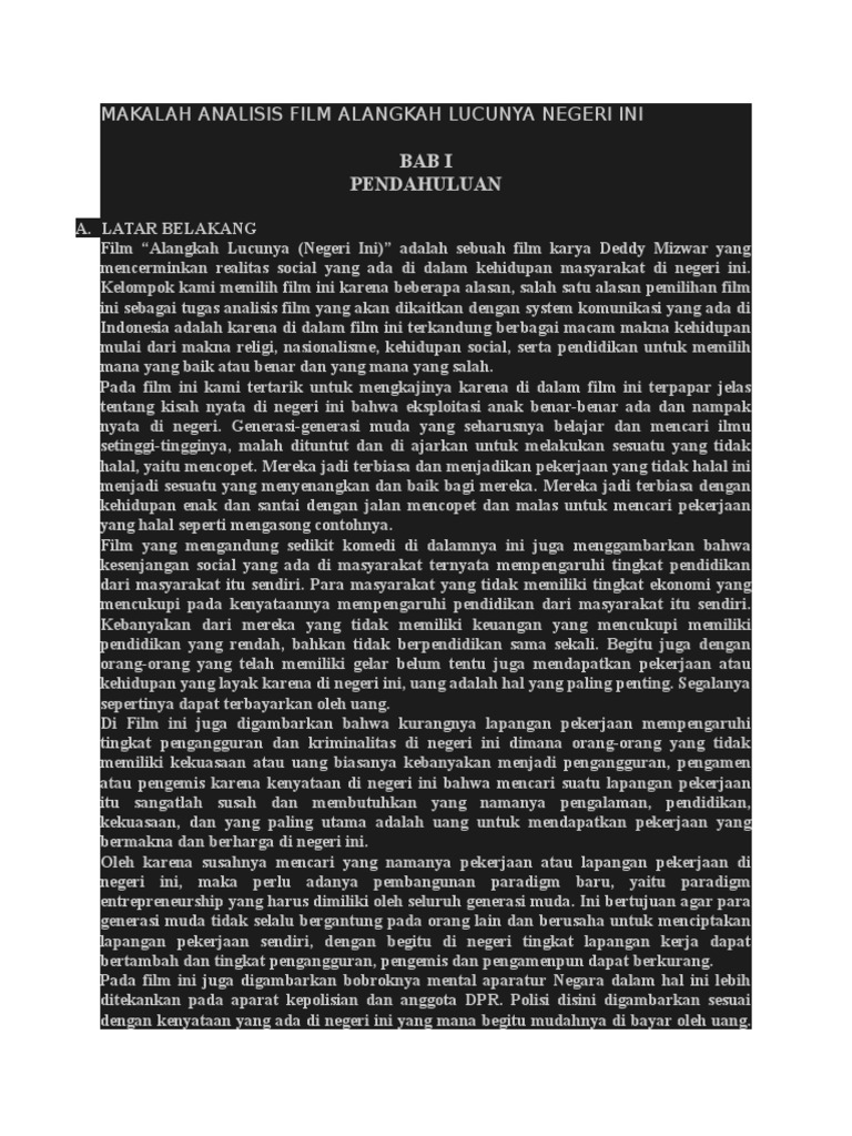 Struktur Teks Ulasan Film Alangkah Lucunya Negeri Ini