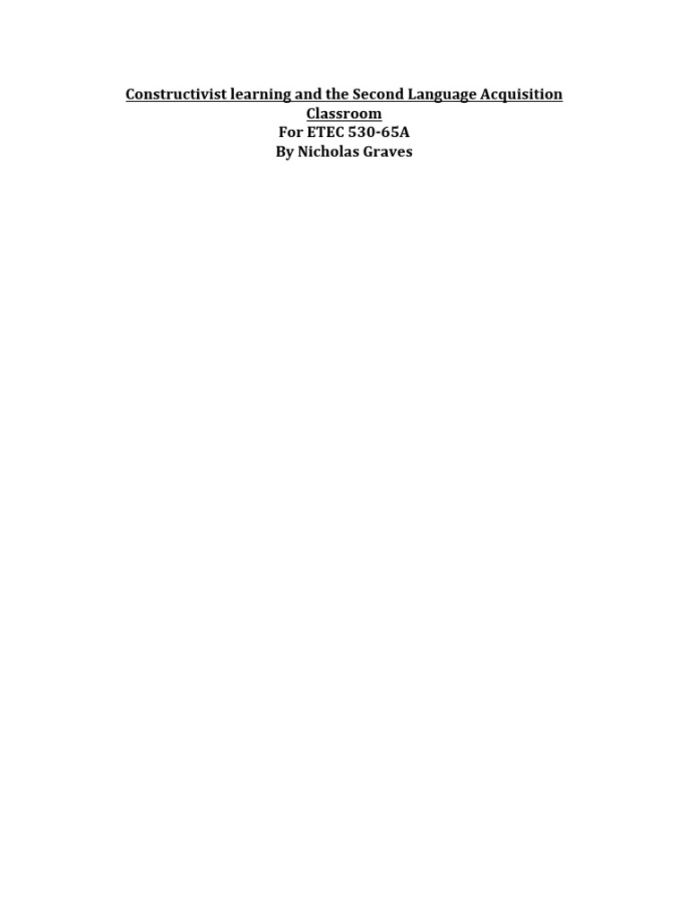 Constructivist Approaches in SLA Classrooms | PDF | Constructivism ...