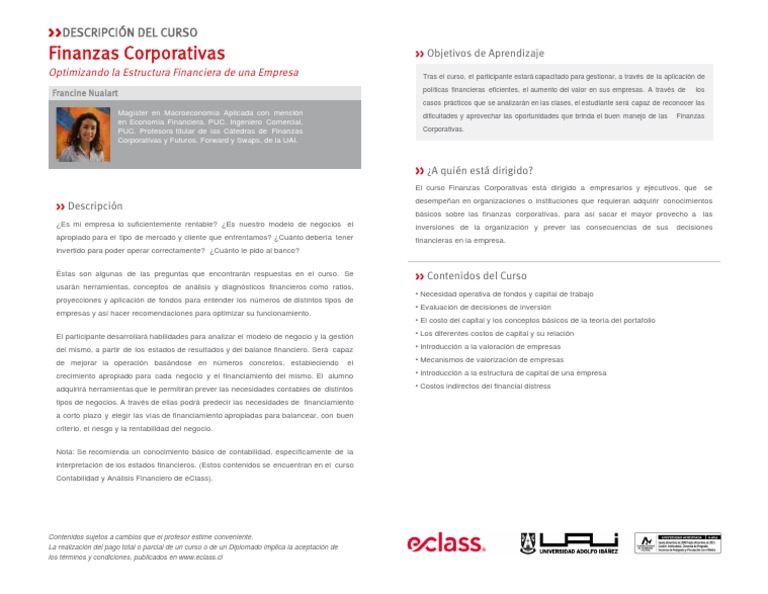 Curso de Finanzas Corporativas UAI | PDF | Contabilidad | Economias