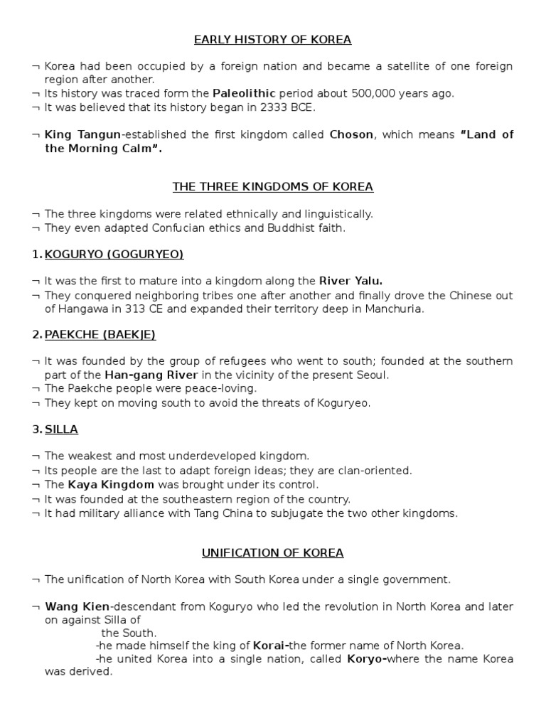 Early History of Korea PDF Korea East Asia