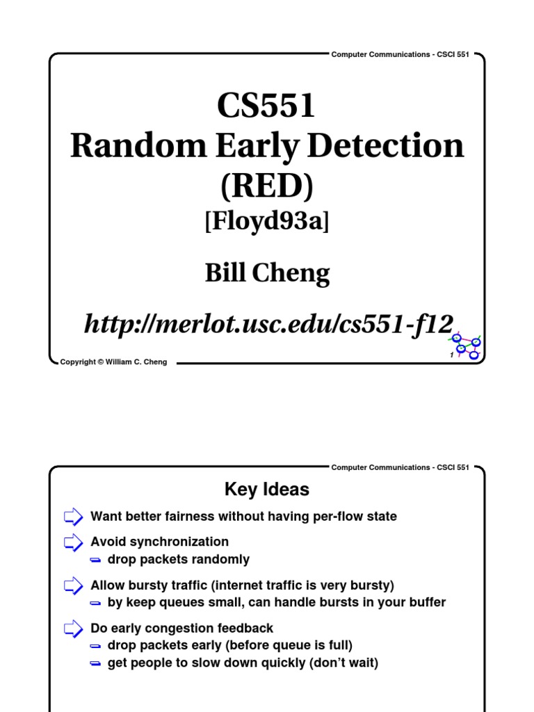 CS551 Random Early Detection (RED) : (Floyd93a) Bill Cheng | PDF ...