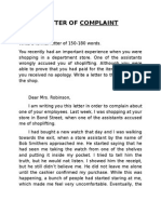 Letter of Complaint - Example