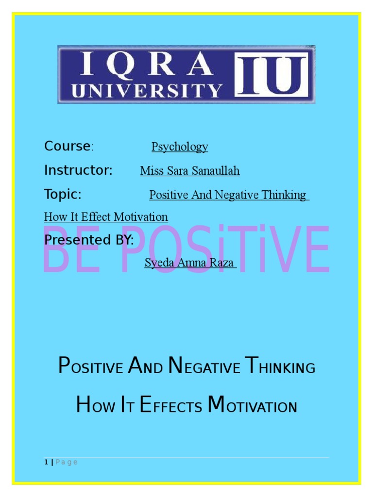 Impact of Thoughts on Motivation | PDF | Motivation | Motivational
