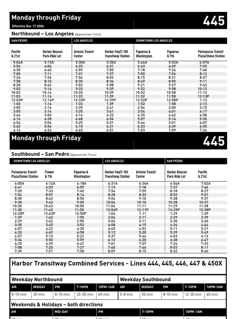 445 Bus Route Schedule Overview | PDF | Road Transport | Rapid Transit