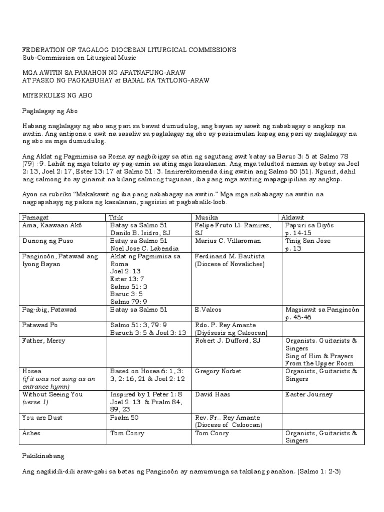 Songs For Lent | PDF