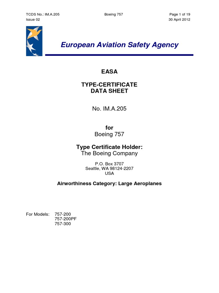 Type Cert 757 | Airplane | Federal Aviation Administration