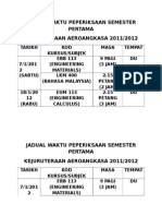 Jadual Waktu Peperiksaan Semester Pertama (2)