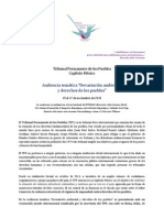 Programa Audiencia Ambiental Tribunal Permanente de los Pueblos