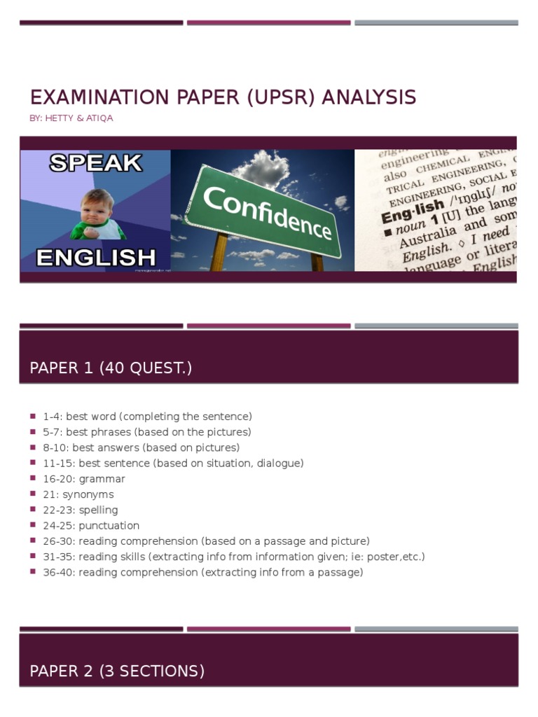 UPSR Examination Paper Analysis | PDF