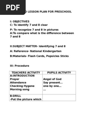 Detailed Lesson Plan for Preschool
