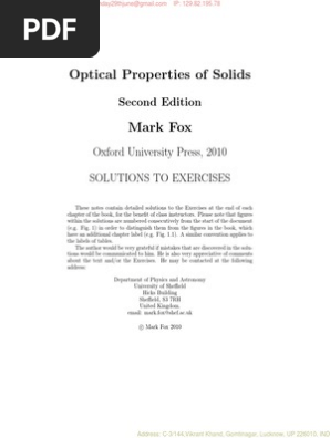 Optical Properties of Solids 2nd Ed by Mark Fox | PDF