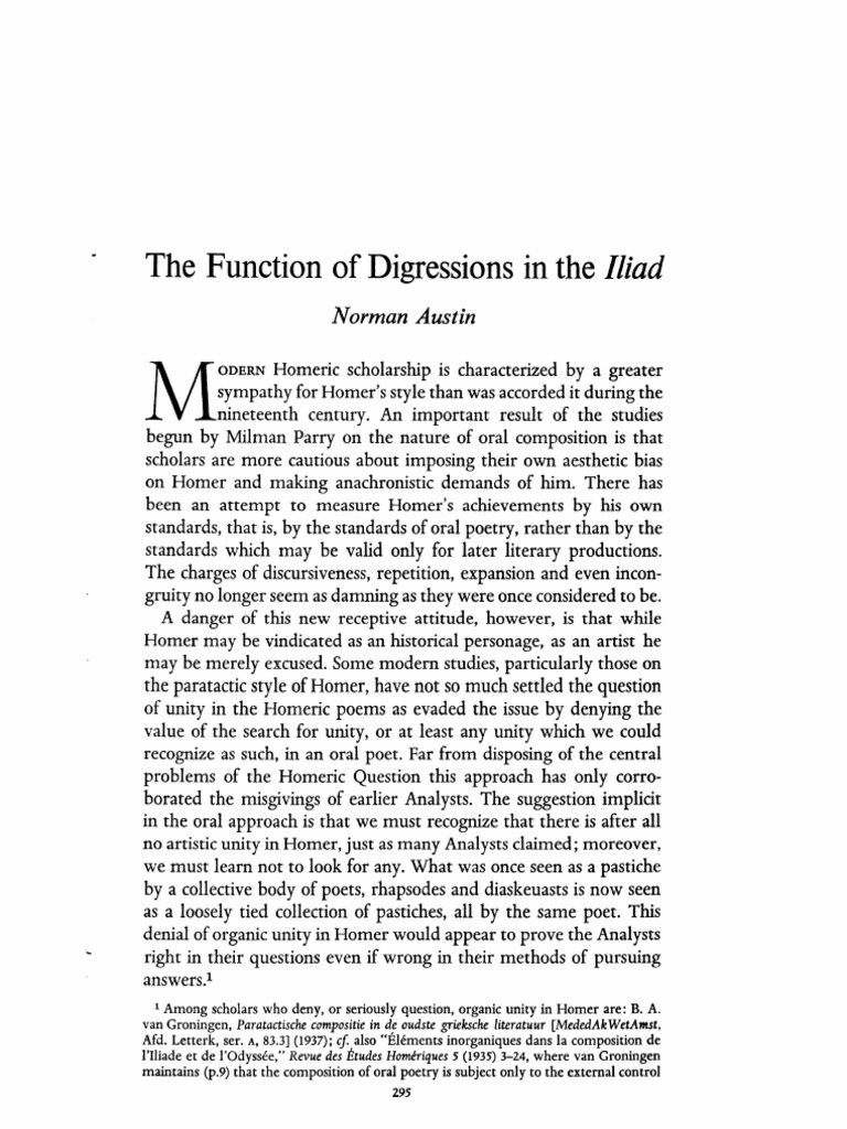 Digressions in Homer's Iliad Explained | PDF | Iliad | Homer