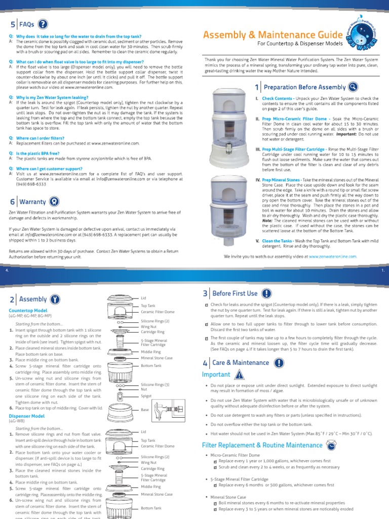 Zen Water System Maintenance Guide | PDF | Tap (Valve) | Hydraulic ...