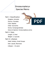 Sinosauropteryx Species Memo