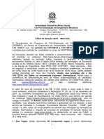 Edital Mestrado Engenharia Mecânica UFMG 2015