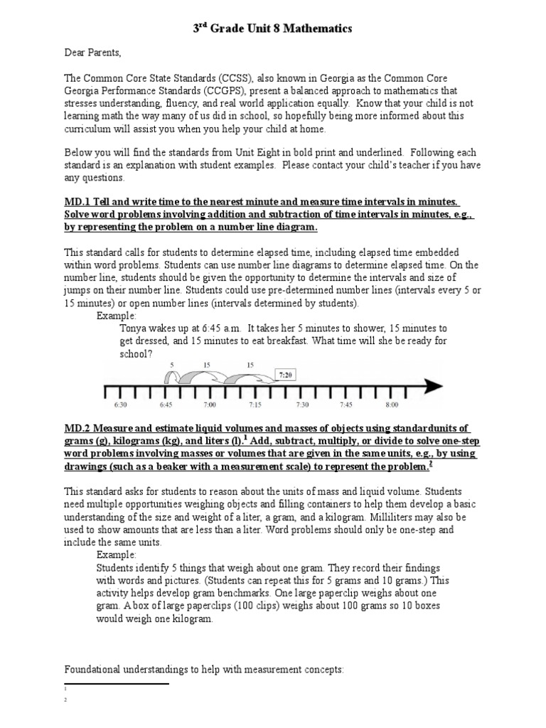 3rd Grade Math Unit 8 Overview | PDF | Common Core State Standards ...