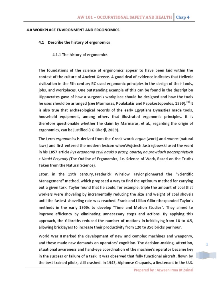 History and Principles of Ergonomics | PDF | Human Factors And ...