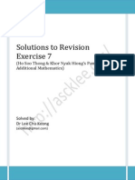 Solutions To Revision Exercise 7: (Ho Soo Thong & Khor Nyak Hiong's Panpac Additional Mathematics)