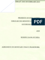 Monetary Policy Agreement Between RBI and Government