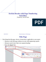 Section Breaks and Page Numbering