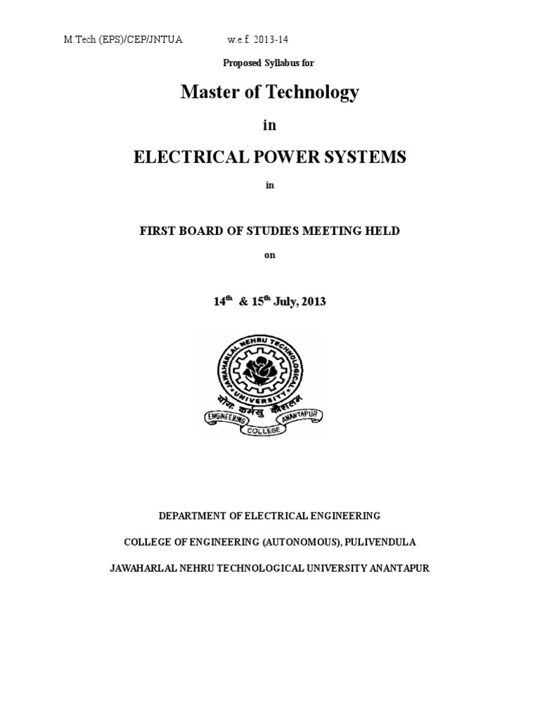 M.Tech in Electrical Power Systems Syllabus | PDF | Power Inverter ...