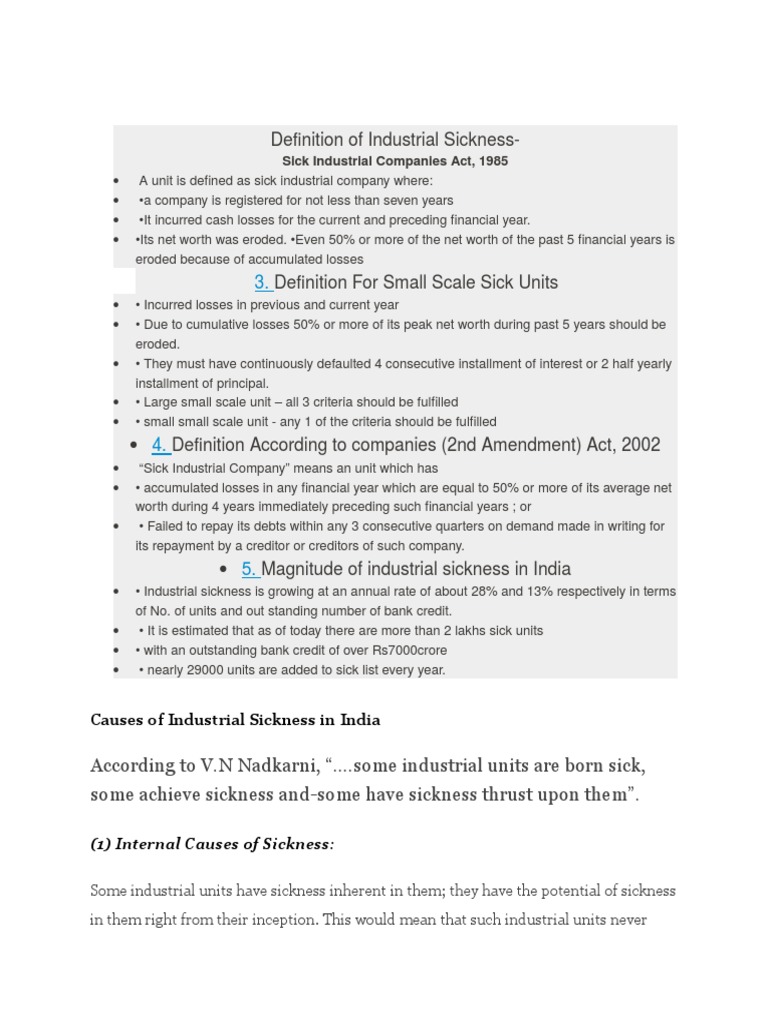 Definition of industrial sickness pdf innovation labour economics