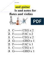 Piano and Guitar Chords and Notes For Flutes and Violins: 1. C - CEG X 2