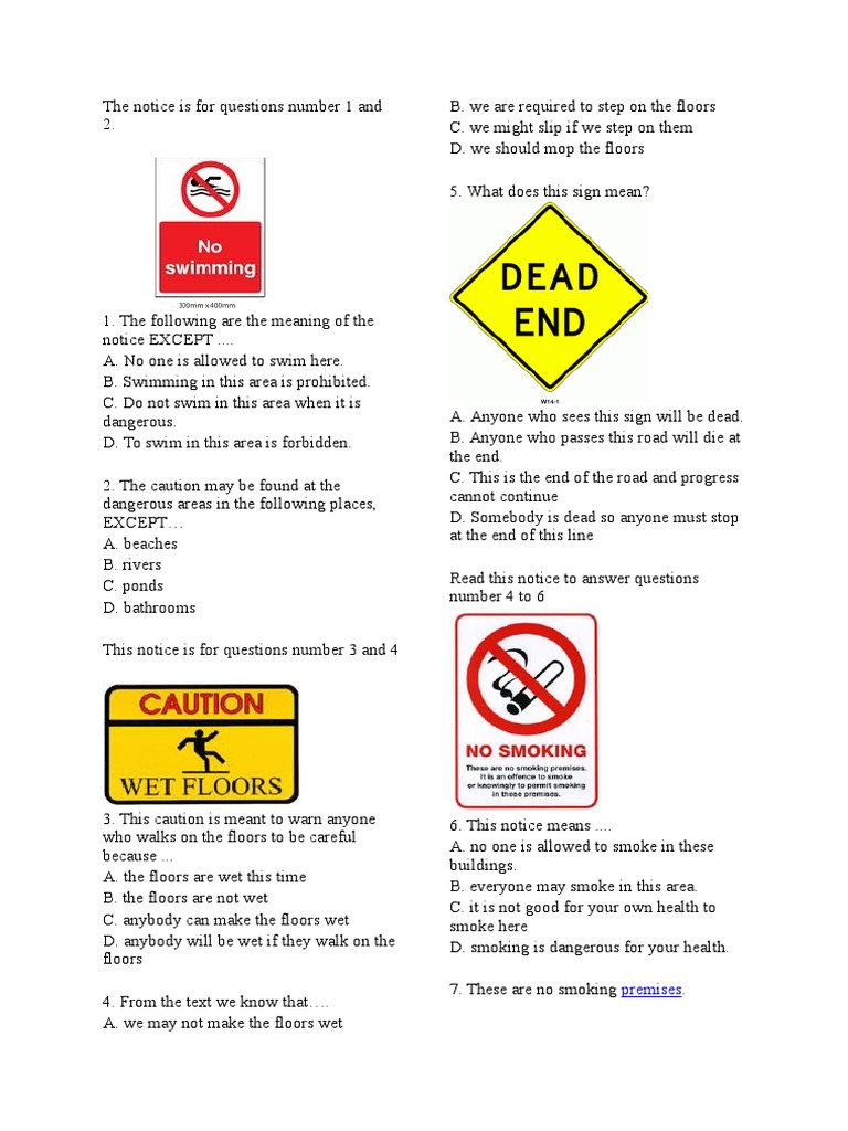 Soal Latihan Notice Road Transport Transport