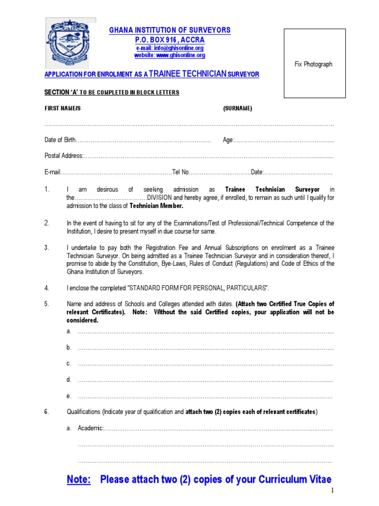 Application Forms For Trainee Technician Members | PDF | Government ...